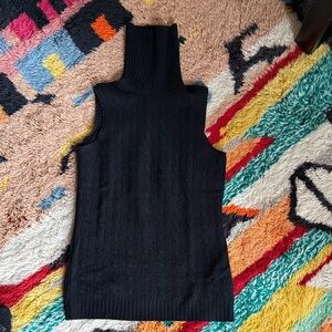 Ralph Lauren Black Cashmere Sleeveless Turtleneck Sweater Size M